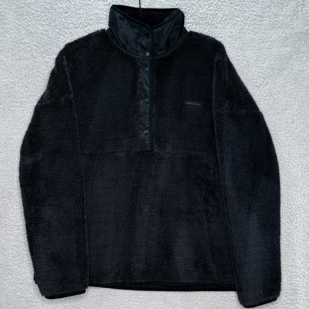 Spyder Womens Black Sherpa Fleece 1/4 Snap Pullover Sweatshirt XL Soft Outdoor